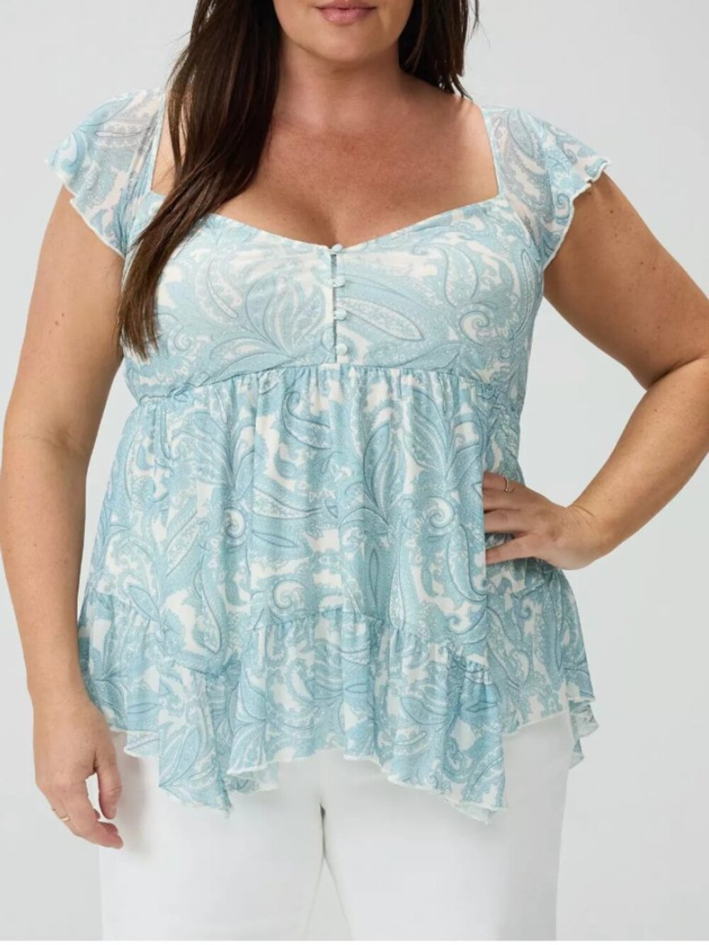 Torrid Mesh Flutter Sleeve Babydoll Top – Size 2 – NWT
